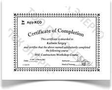 Сертификат HSE Contactors Workshop